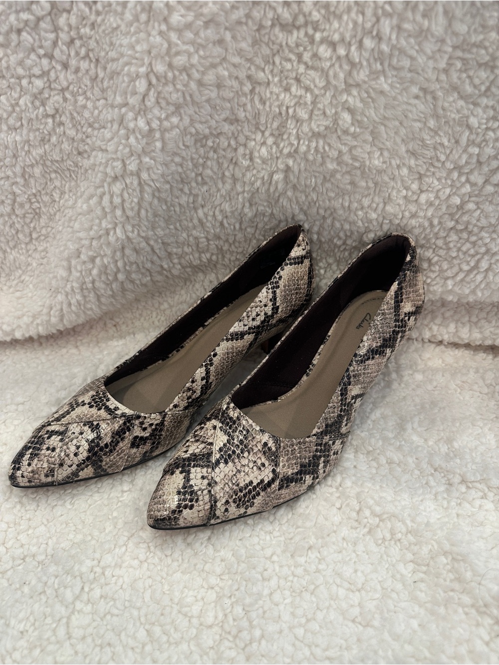 Clark's Women's Snake-Print Pointed Toe Pumps - Neutral